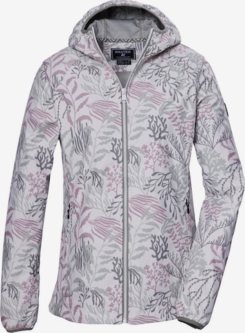 KILLTEC Outdoorová bunda 'Softshelljacke KOS 56 Damen Kapuze Outdoorjacke Blumenmuster' – bílá: přední strana