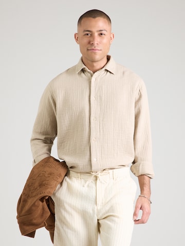 Coupe regular Chemise Lindbergh en gris : devant