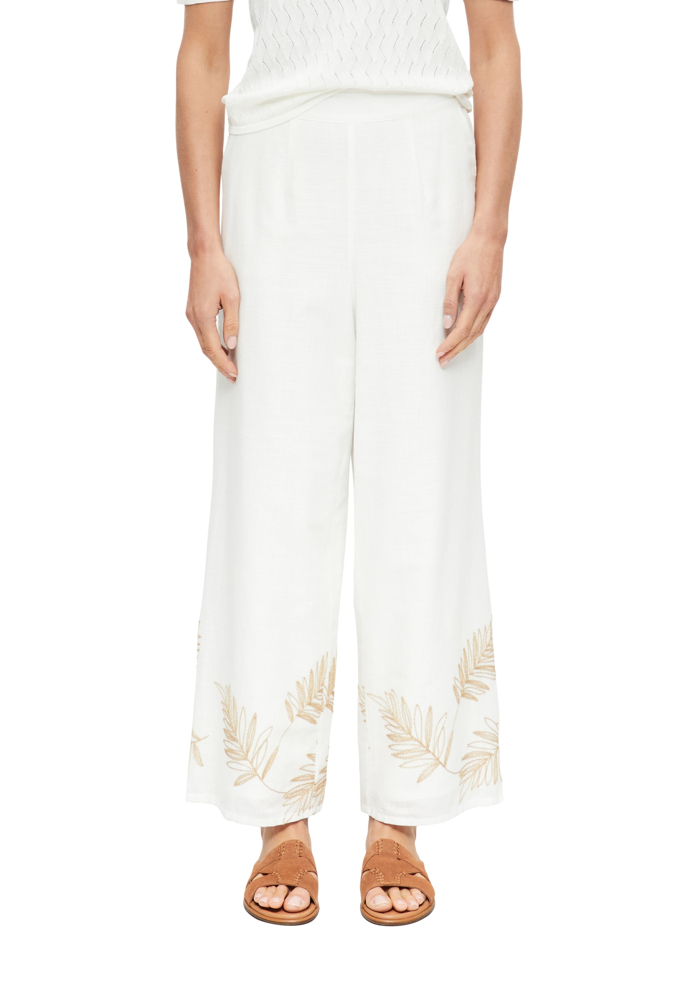 s.Oliver Wide Leg Hose in Beige: Vorderseite