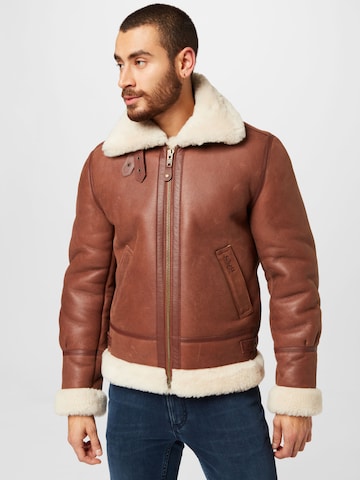 Veste mi-saison Schott NYC en marron : devant