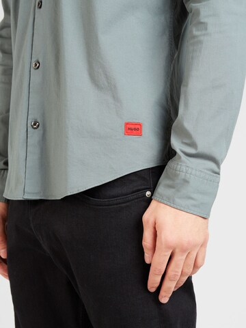 HUGO Slim fit Button Up Shirt 'Ermo' in Green