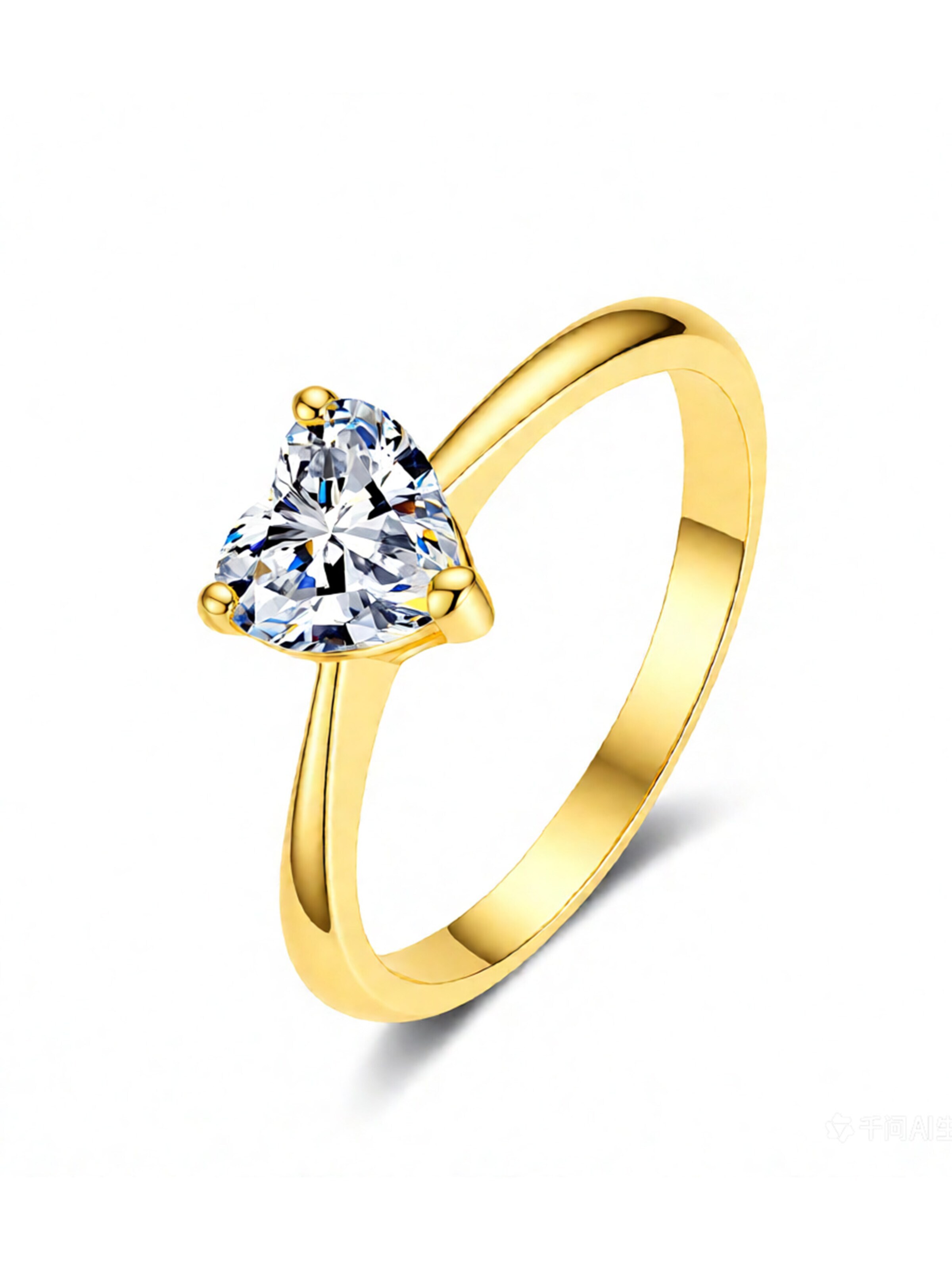 Staufergold Ring 'Moissanit-Solitärring „Herzlicht“ (1 ct) – Herzschliff'‌‌‌ in Gold: Vorderseite