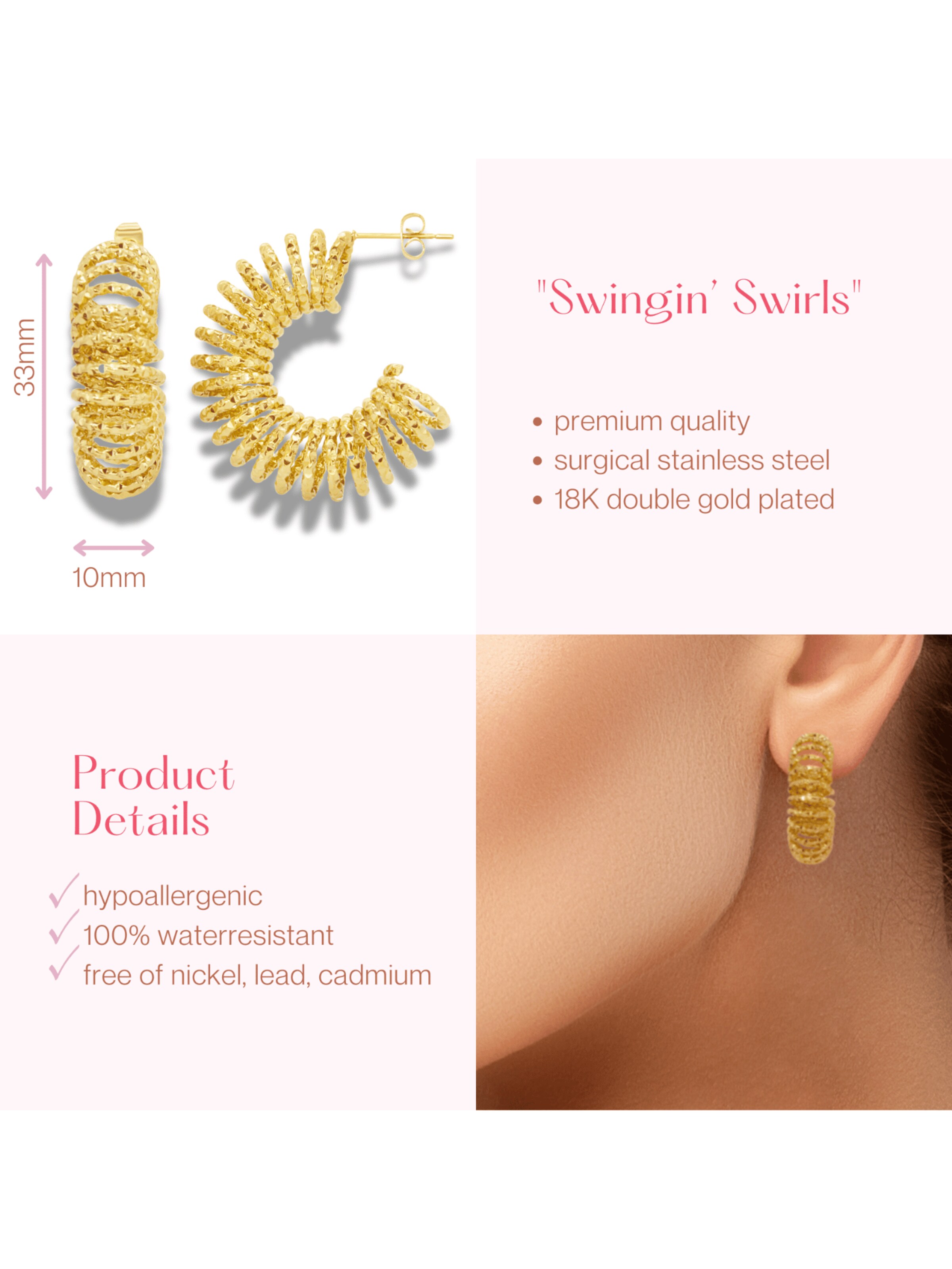 ARS-ARGENTI Ohrringe 'SWINGIN’ SWIRLS'‌‌‌‌‌‌‌‌ in Gold