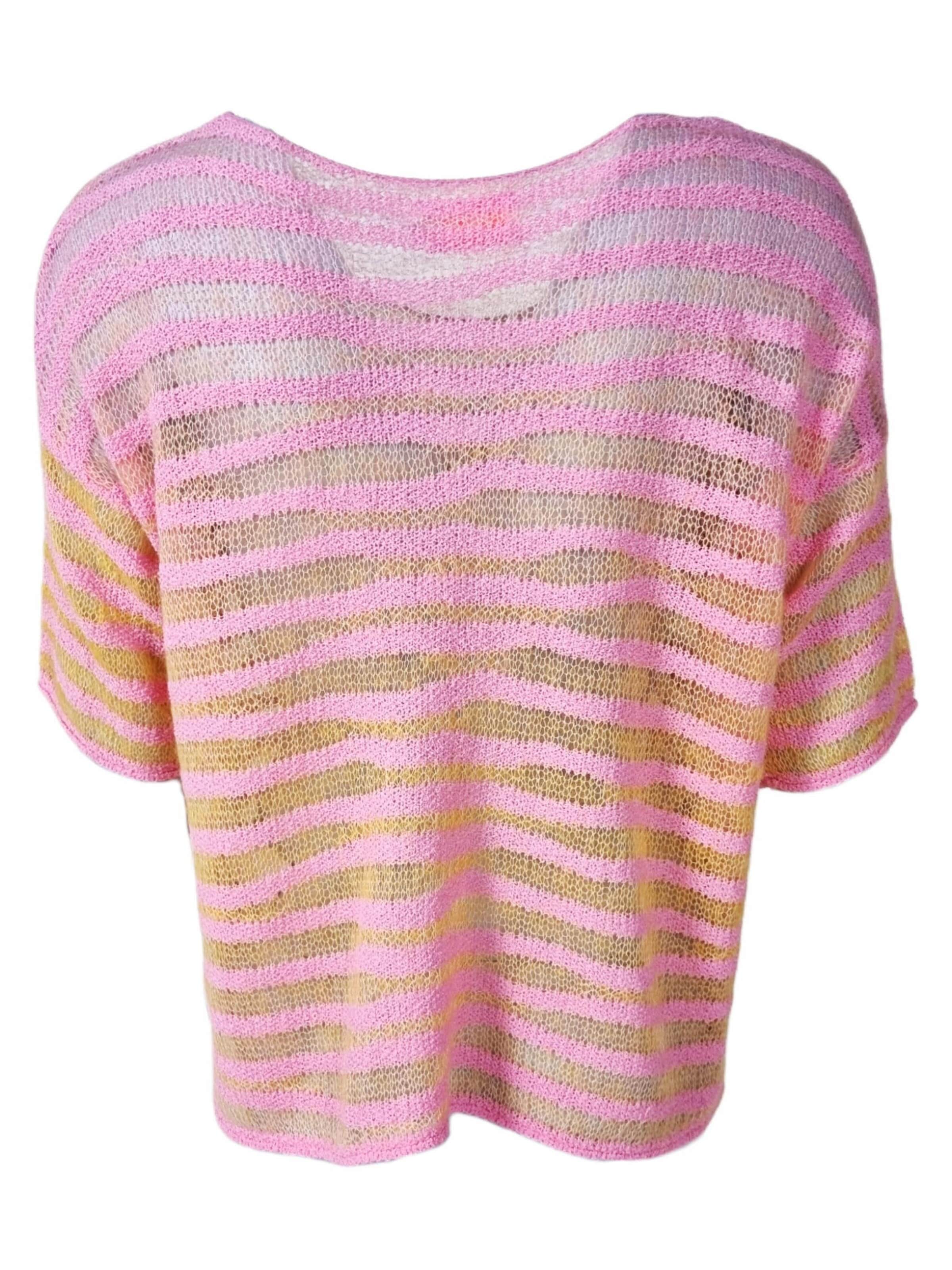 Pull-over 'Oversize Strickpullover Mohair Baumwollmix gestreift - DanaC' LIKS. Munich en rose