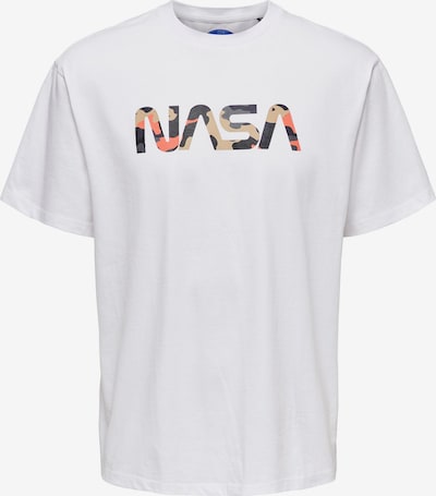 Only & Sons Camiseta 'NASA' en beige oscuro / gris oscuro / coral / negro / blanco, Vista del producto