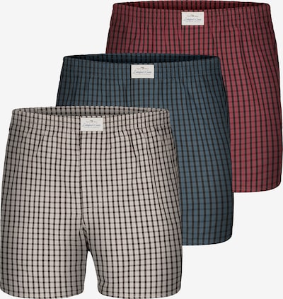 Lakeford & Sons Web Boxershorts ' 3-Pack 'Karos' ' in grau / petrol / rot, Produktansicht
