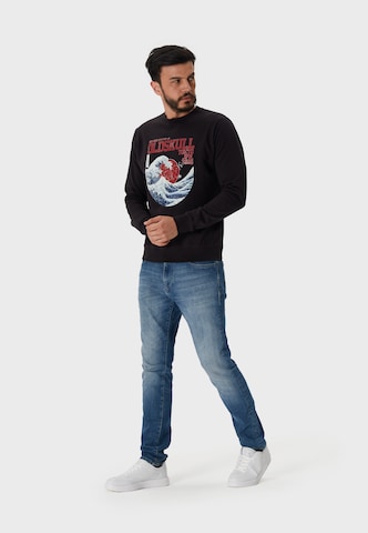 Oldskull Sweatshirt 'Asian Big W Vintage Logo Graphic' in Zwart