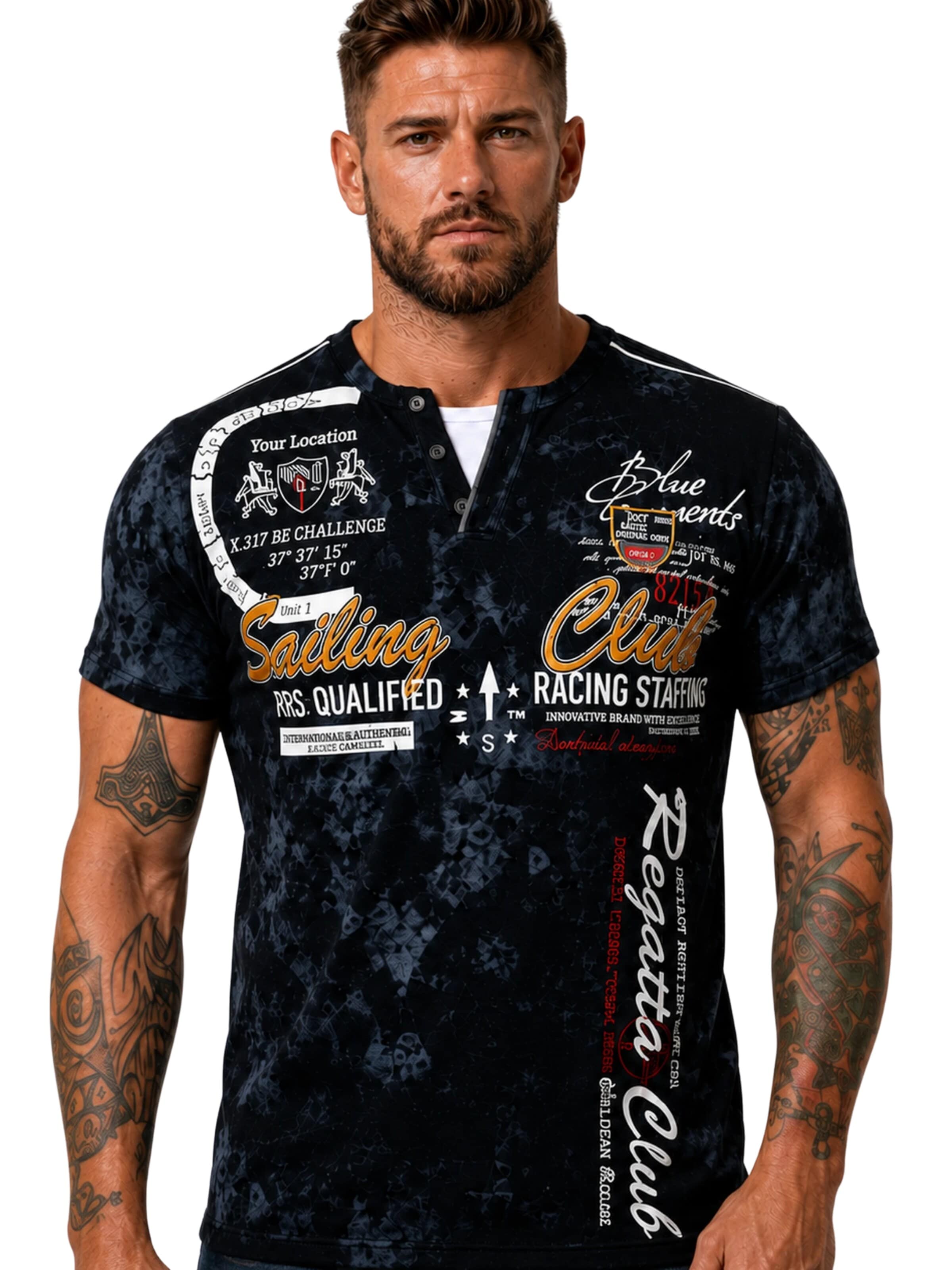 L.Gonline Shirt 'Sailing Batik'‌‌‌‌ in Schwarz