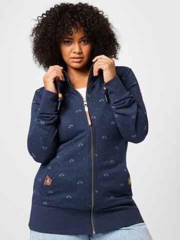 Ragwear Plus Zip-Up Hoodie 'RYLIE MARINA' in Blue: front