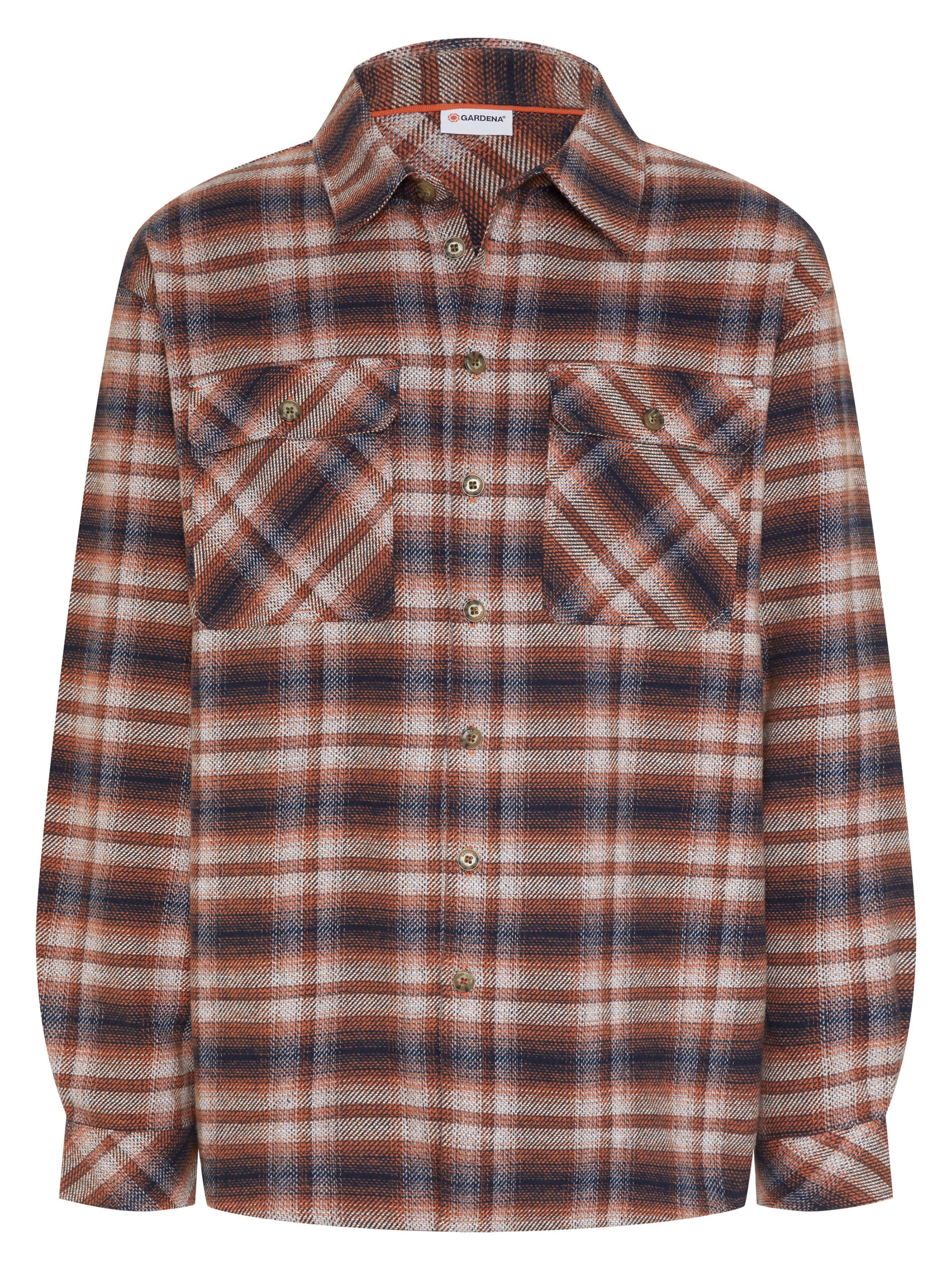 Gardena Hemd in dunkelblau / braun / dunkelorange, Produktansicht