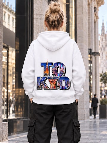 LUNØIR Studio Tréning póló 'Tokyo City Lights – Neon' - fehér