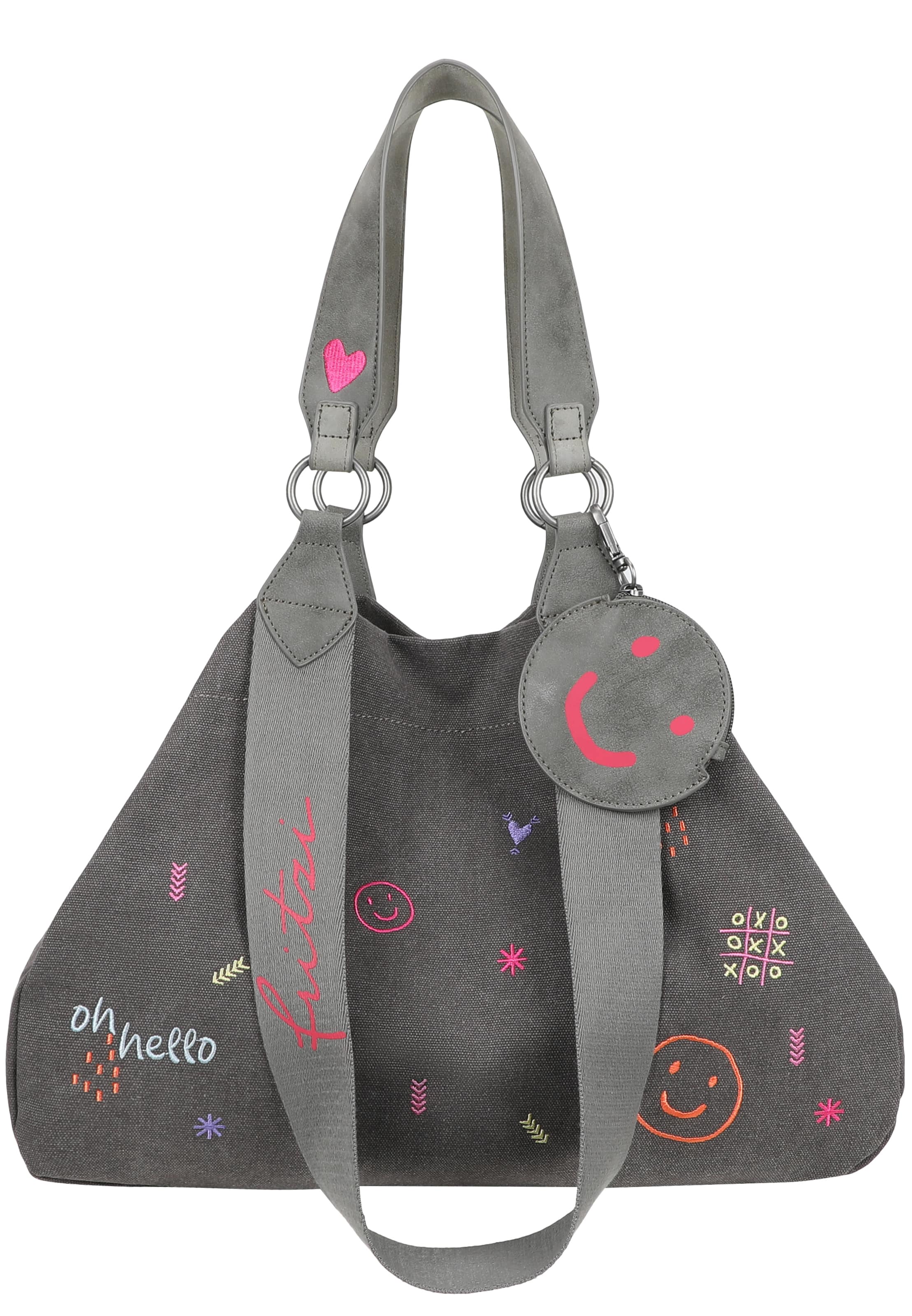 Fritzi aus Preußen Shopper 'Izzy Medium Limited Embro Fun' in Grijs: voorkant