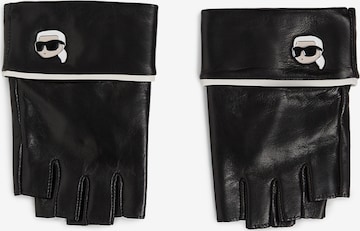 Mănuși cu degetele goale de la Karl Lagerfeld pe negru: față