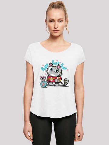 T-shirt 'Bazinga Kitty' F4NT4STIC en blanc : devant