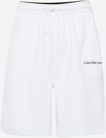 Loosefit Pantaloni de la Calvin Klein Jeans pe alb: față