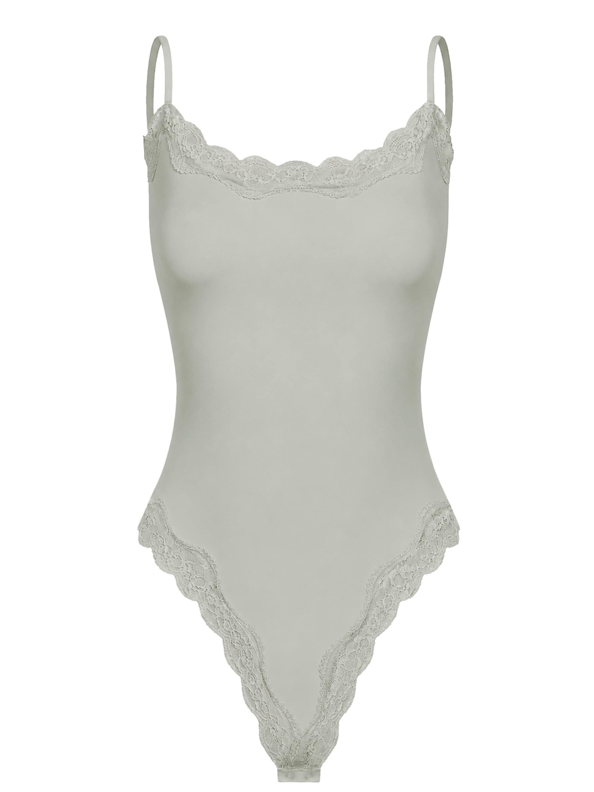cfab Body 'Bodysuit String mit Lace' i grön: framsida