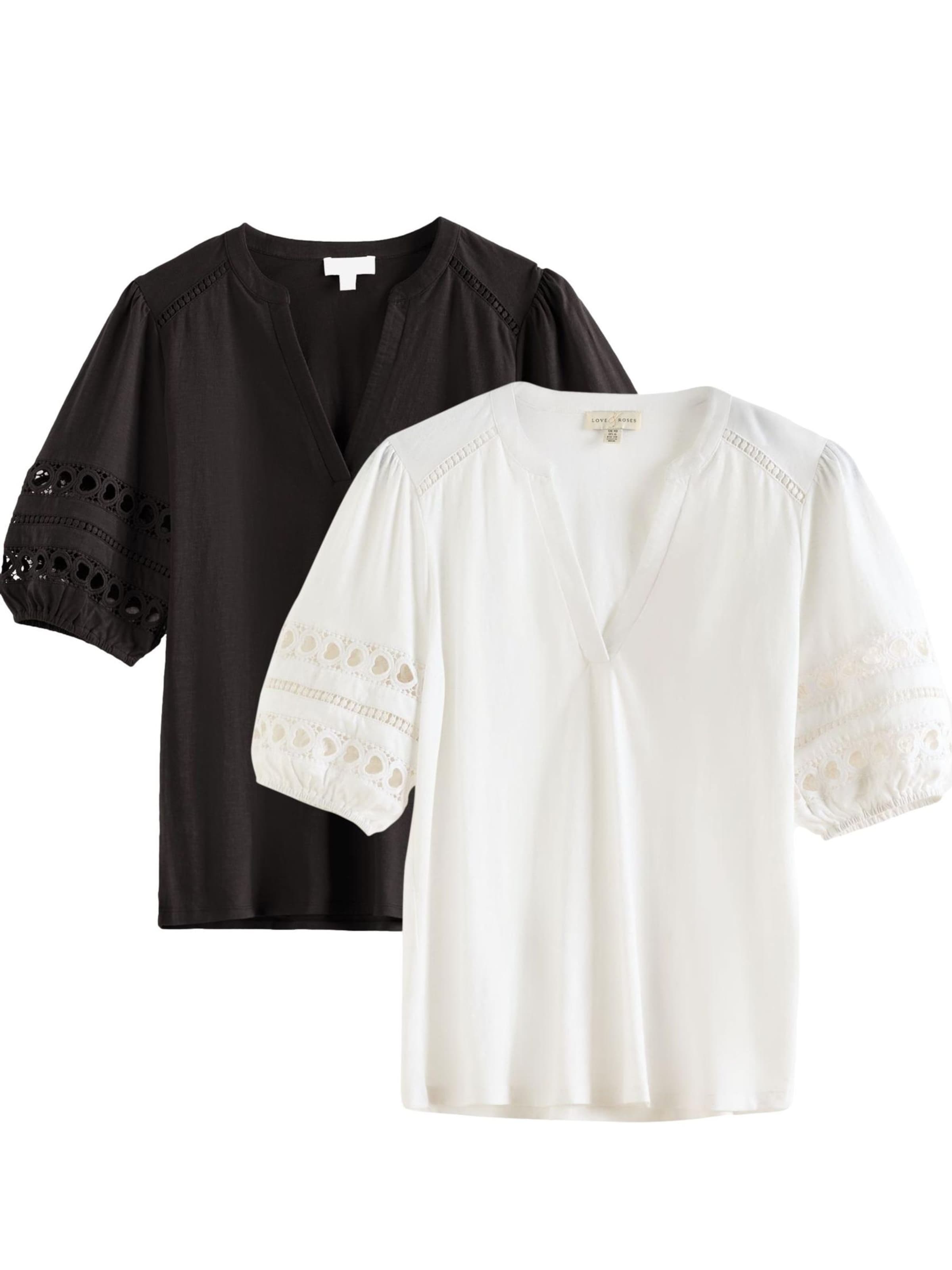 love & roses Blouse in Zwart: voorkant