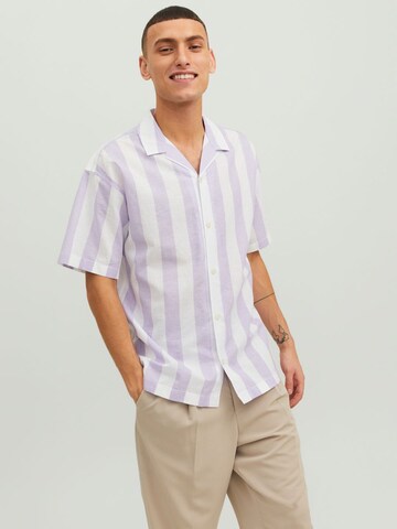 JACK & JONES Comfort fit Button Up Shirt in Purple: front