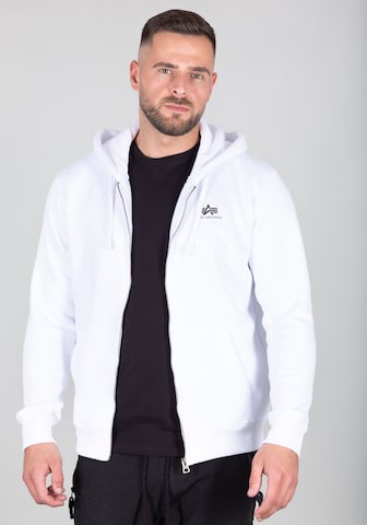 ALPHA INDUSTRIES Zip-Up Hoodie in White: front