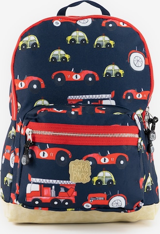 Pick & Pack Backpack 'Cars' in Blue: front