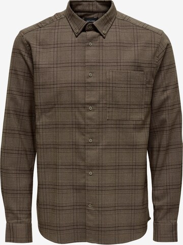 Only & Sons Regular fit Overhemd 'Tino' in Bruin: voorkant