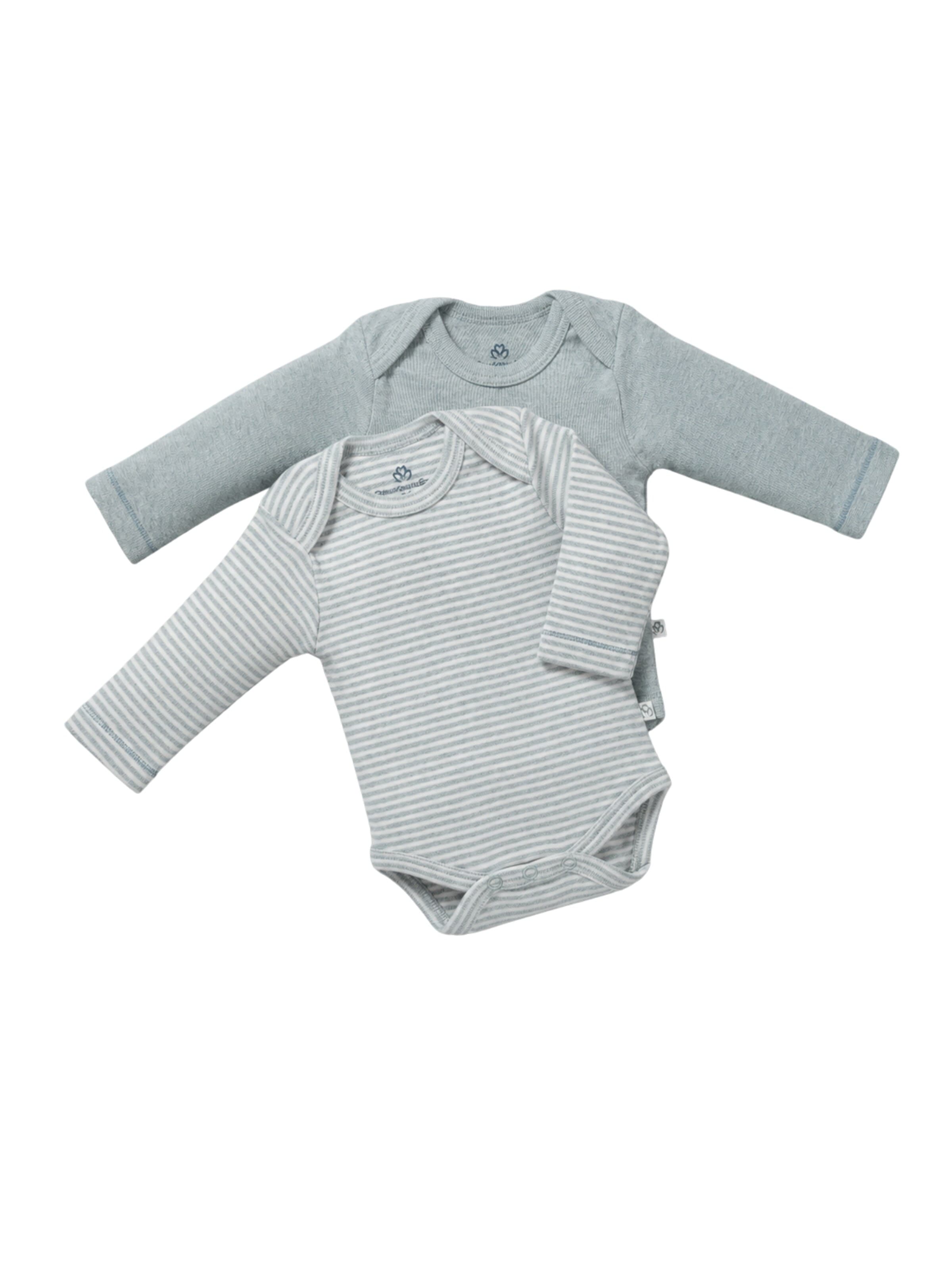 OrganicEra Romper/Bodysuit 'OrganicEra Organic Newborn Baby Long Sleeve Bodysuit,2 pcs Set' in Blue: front