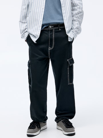 Wide leg Pantaloni cargo di Pull&Bear in nero: frontale