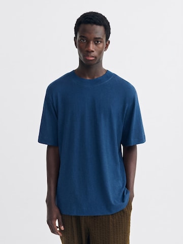 Thinking MU Koszulka 'ROY T-SHIRT NAVY HEMP' w kolorze niebieski: przód