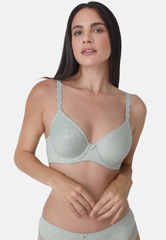 sassa T-Shirt BH 'Dot & Blossom' in Grün: Vorderseite