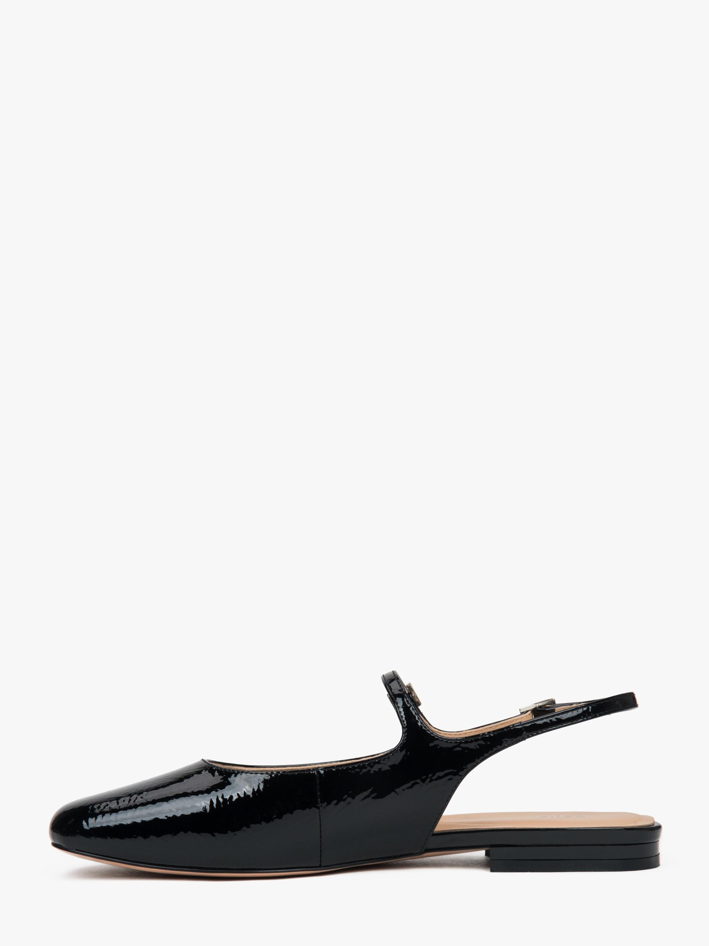 Estro Ballet Flats with Strap '501-02' in Black: front