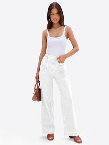 Imily Bela - Pierna ancha Vaquero en blanco
