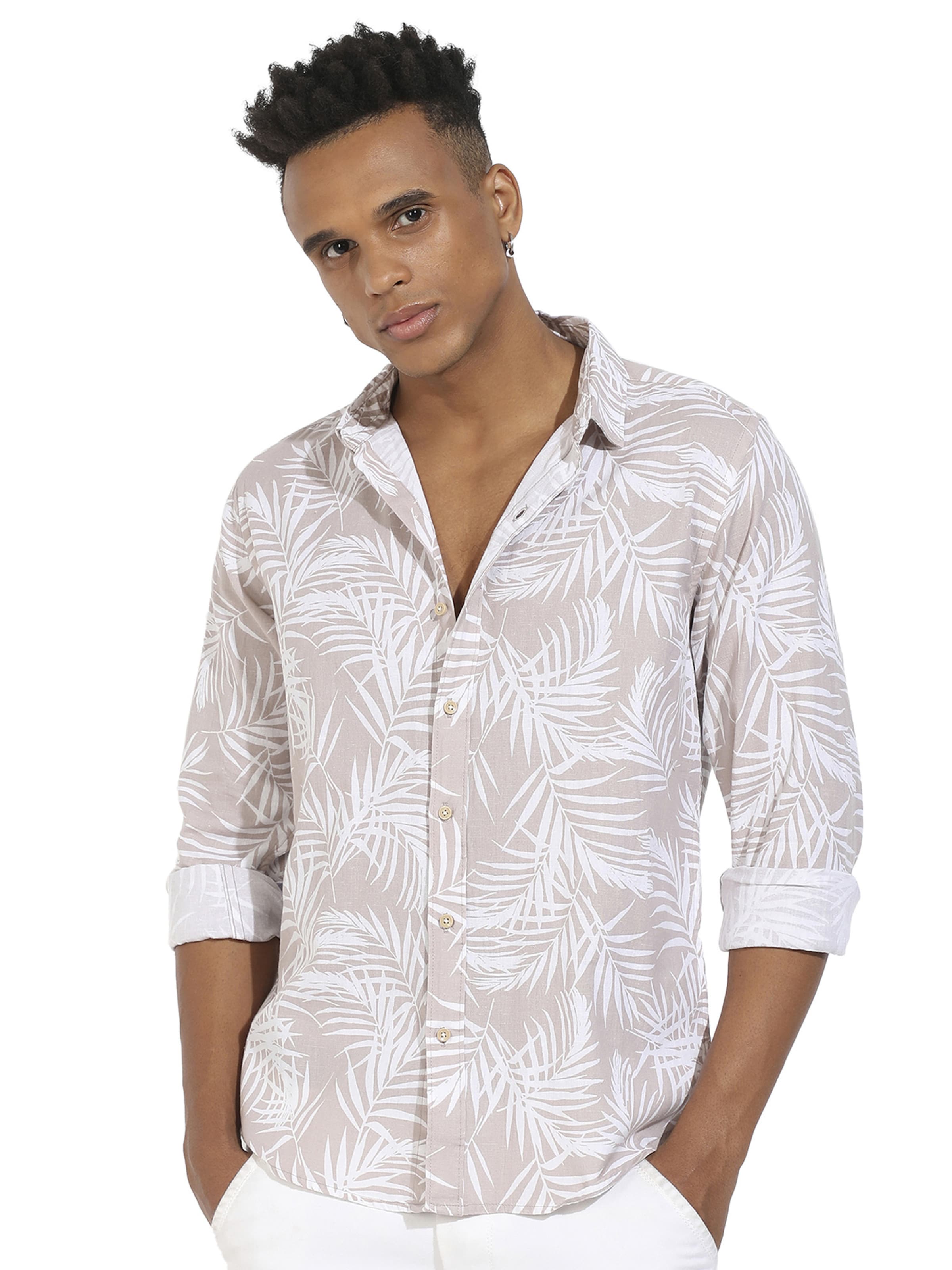 Regular fit Camicia 'Roman' di Campus Sutra in beige: frontale