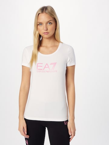 T-shirt EA7 Emporio Armani en blanc : devant