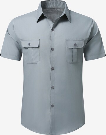 YOUTHUP Button Up Shirt 'Berchtesgaden' in Grey: front