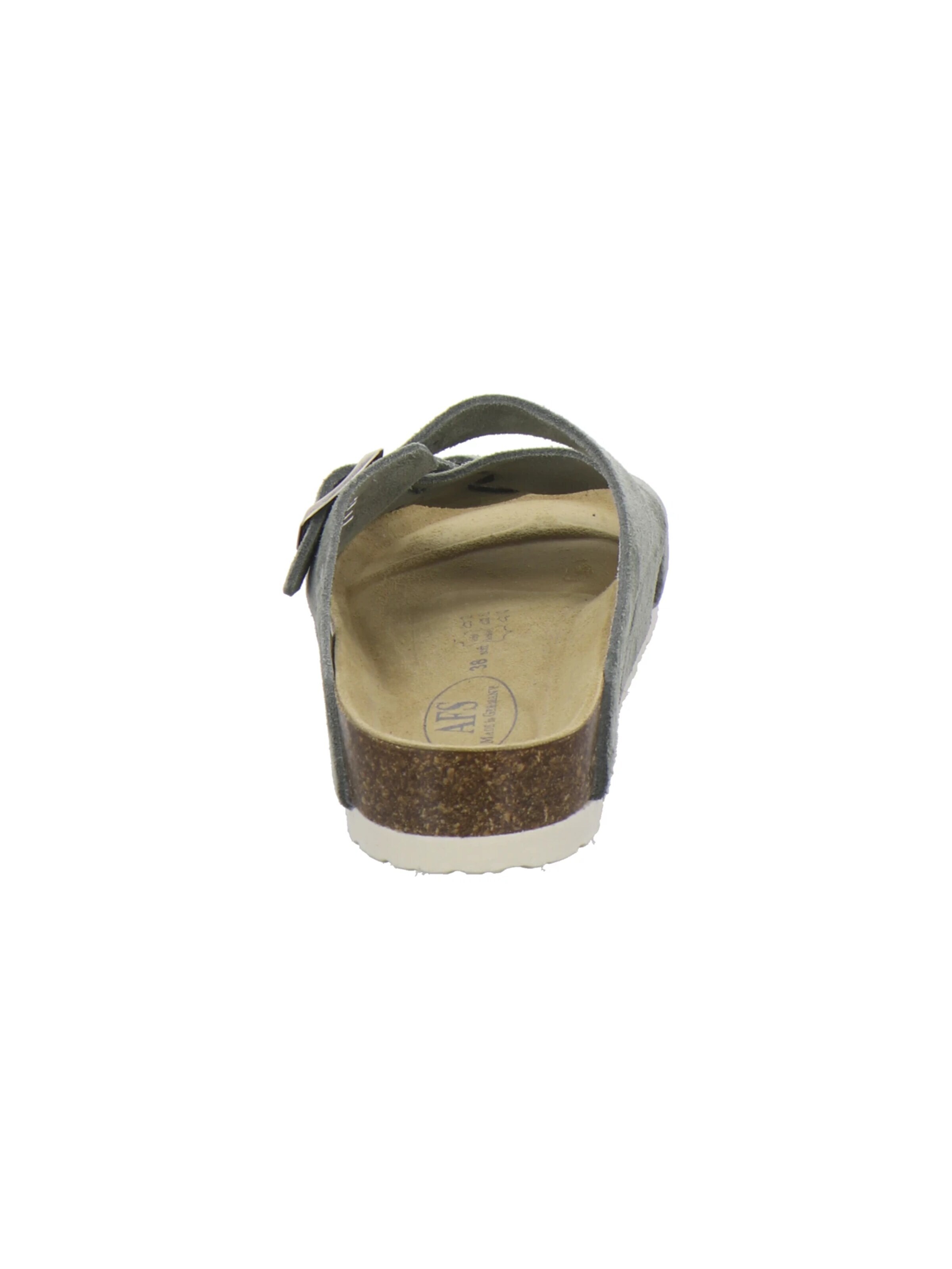 AFS-Schuhe - Zapatos abiertos 'Pantoletten Damen Kralle olive Veloursleder' en verde