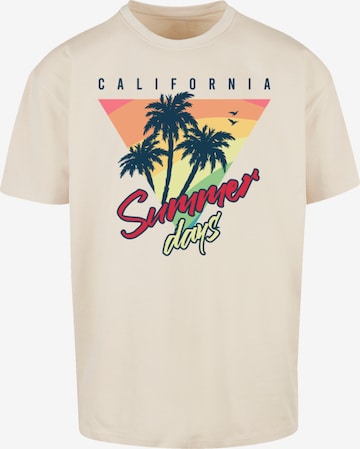 T-Shirt 'California Palmen Retro' F4NT4STIC en beige : devant
