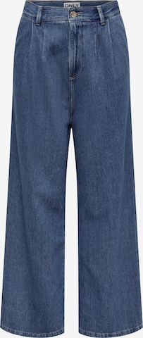 ONLY Wide Leg Jeans med lægfolder 'Una' i blå: forside