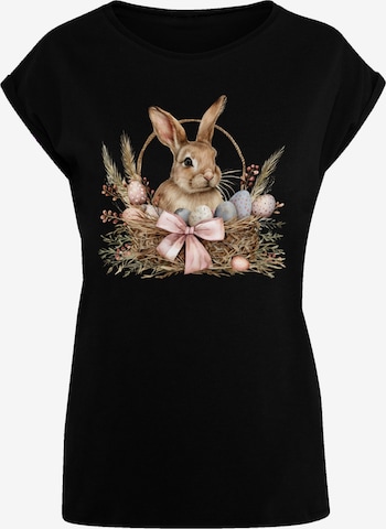 F4NT4STIC Shirt 'Osterhasen Korb Dekor' in Black: front
