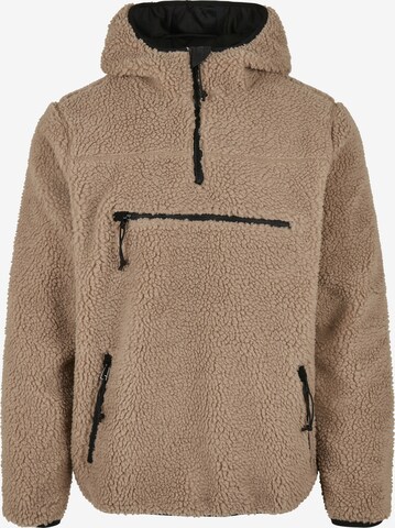 Brandit Fleece Jacket ' Teddyfleece Worker' in Brown: front