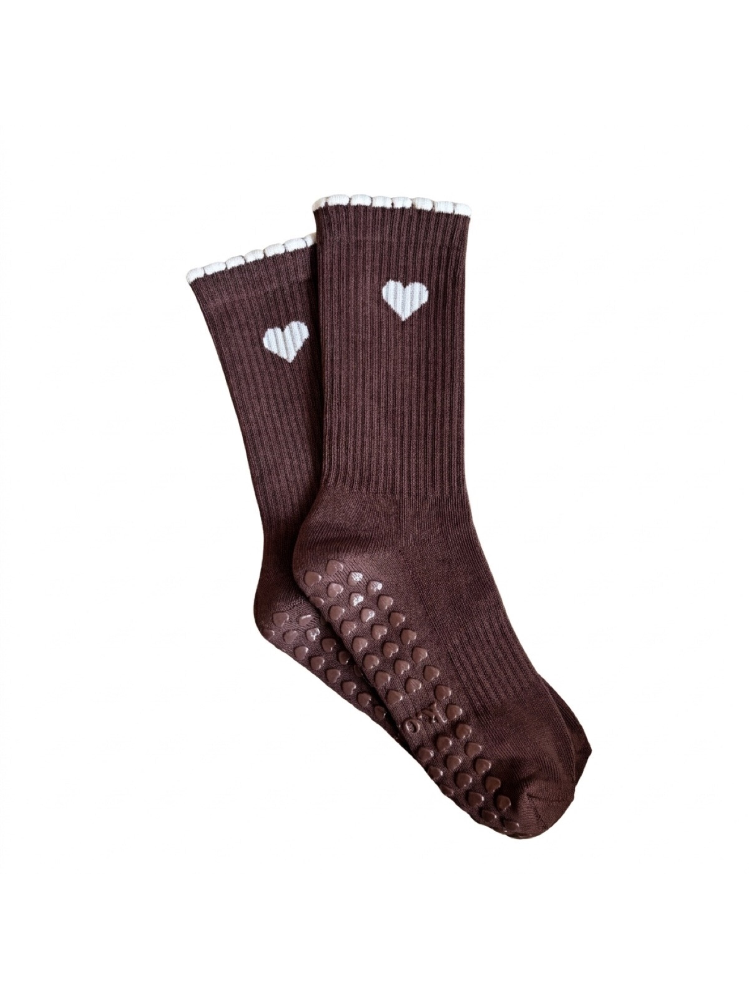 KORRHAUS Sports socks 'Chocolate Heart' in Brown: front