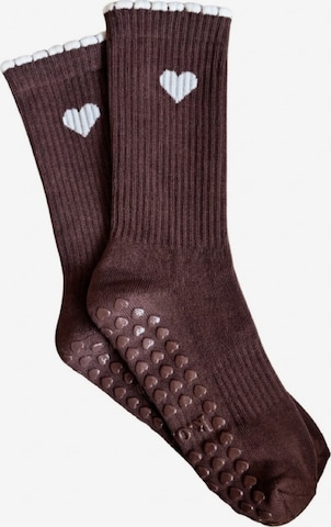 KORRHAUS Sports socks 'Chocolate Heart' in Brown: front