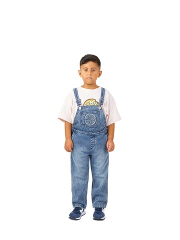 FAMILY 1ST FAMILY 4EVER Regular Overalls 'Hard Working' in Blue: front