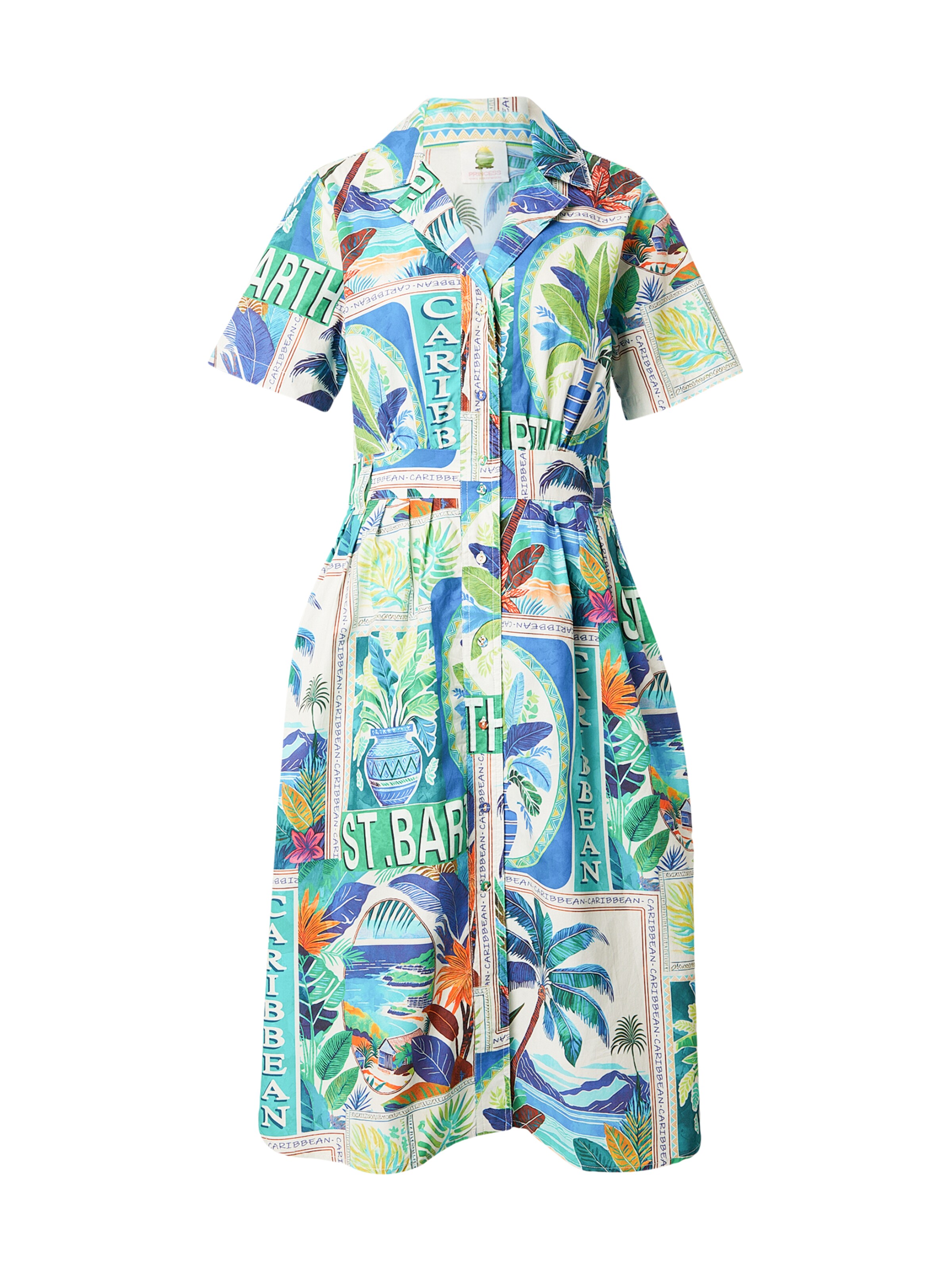 PRINCESS GOES HOLLYWOOD Robe-chemise en bleu / jade / orange / blanc, Vue avec produit