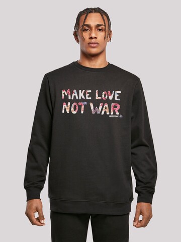 F4NT4STIC Sweatshirt 'Woodstock Music Festival Peace Make Love Not War Floral Blumen' in Schwarz: Vorderseite