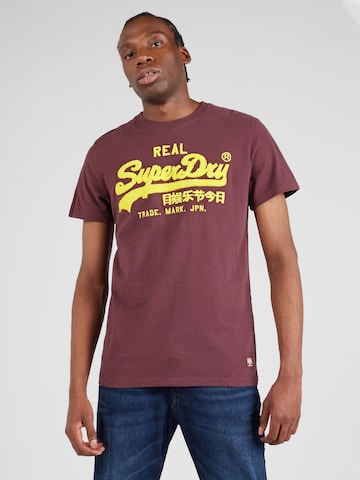 Superdry Tapered T-Shirt 'CHENILLE' in Rot: predná strana