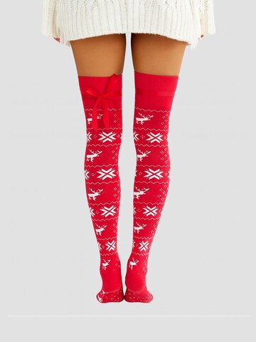 Lycille Over the Knee Socks in Red