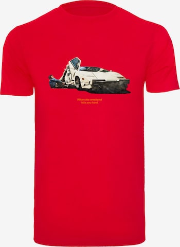 Mister Tee T-Shirt 'Weekend Wolf' in Rot: predná strana