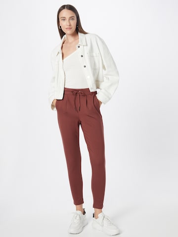 ONLY Slim fit Pleat-Front Pants 'Poptrash' in Brown