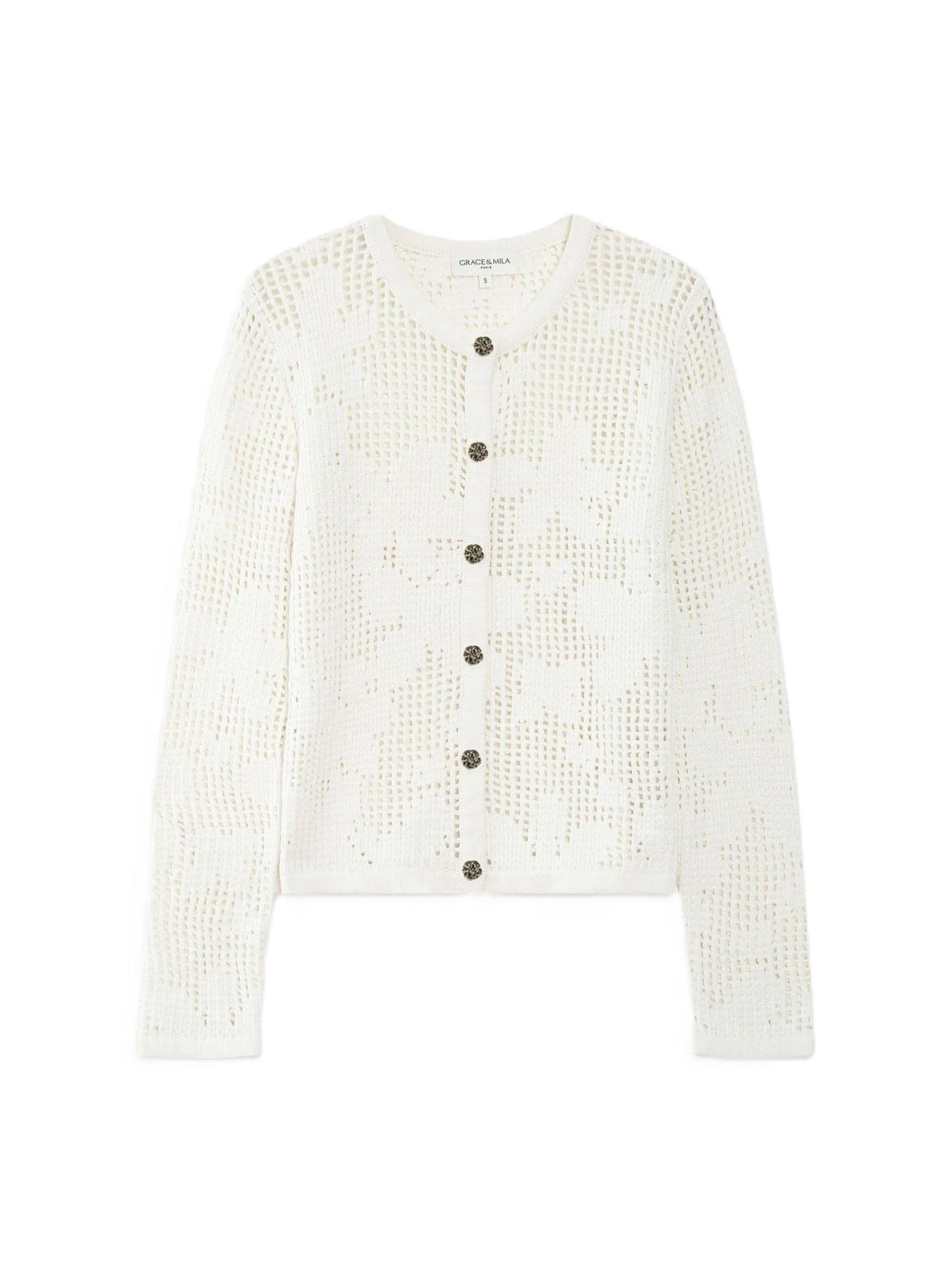 Grace & Mila Strickjacke 'VELASQUEZ'‌‌‌‌‌‌‌‌‌ in Weiß: Vorderseite