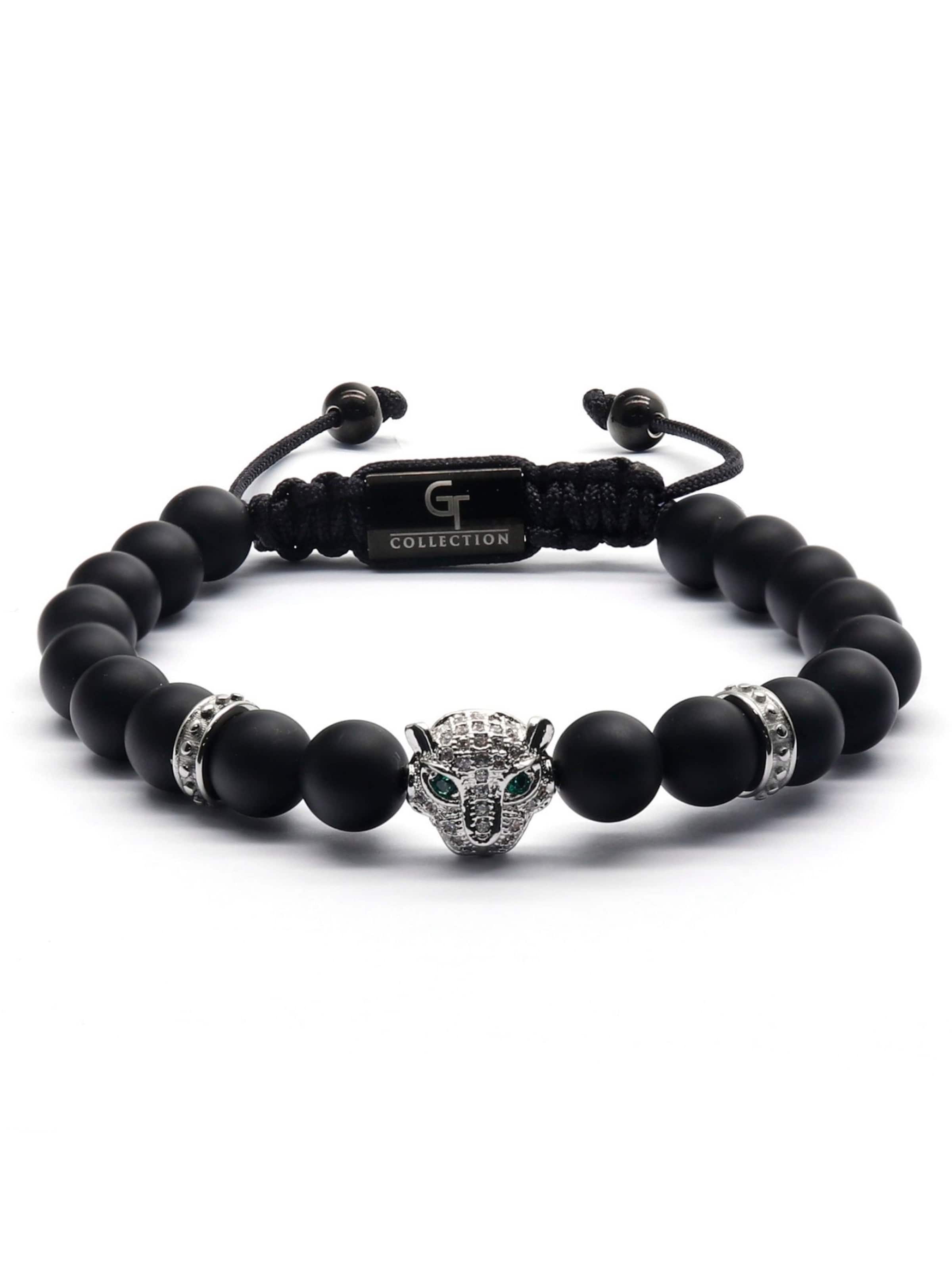 Bracelet 'Leopard Head' GT Collection en noir : devant